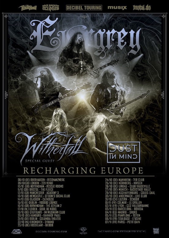 Read more about the article EVERGREY, WITHERFALL, DUST IN MIND: “Recharging Europe Tour” 2021 angekündigt