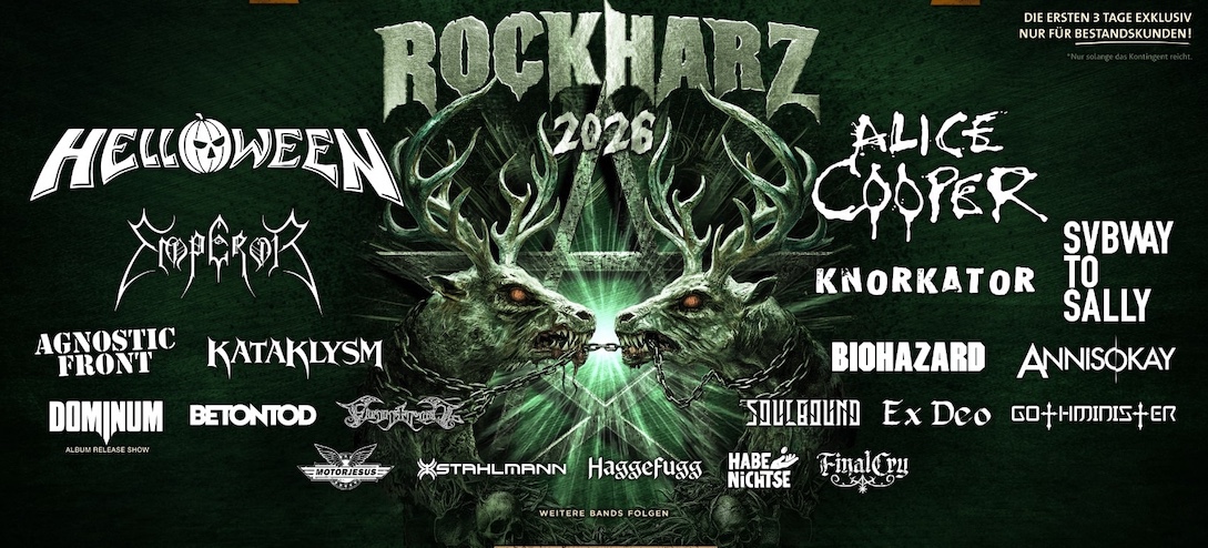 Du betrachtest gerade RockHarz Festival 2026  – Erste Bands HELLOWEEN, ALICE COOPER, EMPEROR …