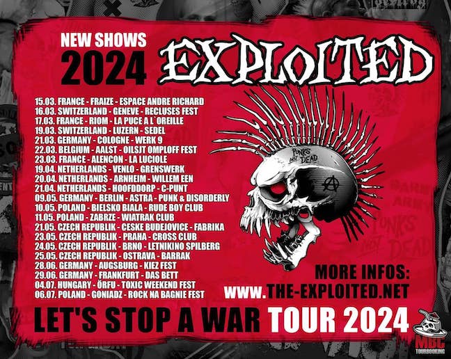 THE EXPLOITED “Let’s Stop A War" European Tour 2024 Obliveon