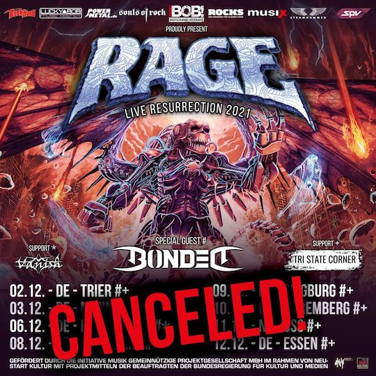 You are currently viewing Noch mehr schlechte News: RAGE & BONDED – Restliche “Live Resurrection Tour ” abgesagt