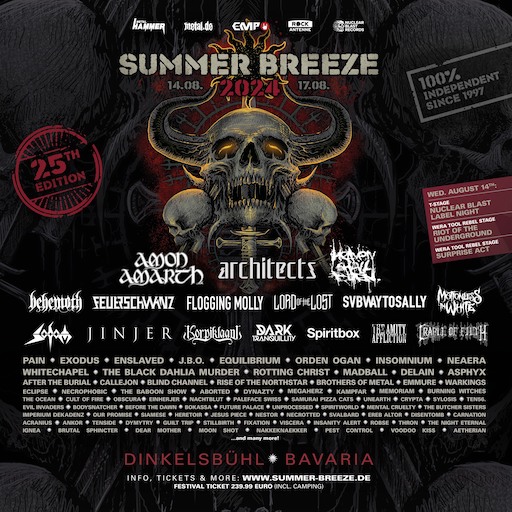 Read more about the article SUMMER BREEZE Festival 2024  –  Bandwelle mit HEAVEN SHALL BURN, PAIN, OBSCURA