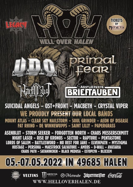 You are currently viewing “HELL OVER HALEN” Festival  – Mit UDO, PRIMAL FEAR, OST+FRONT, SUICIDAL ANGELS, STORM SEEKER  …