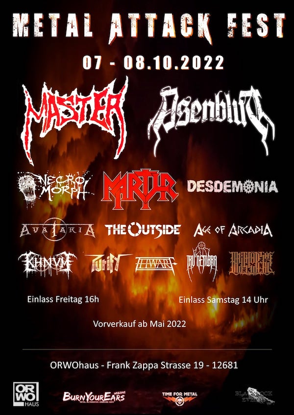 You are currently viewing METAL ATTACK FEST 2022 – MASTER, ASENBLUT, MARTYR u.vm.