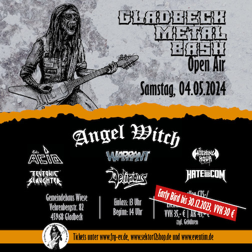You are currently viewing Gladbeck Metal Bash Open Air 2024 – ANGEL WITCH, ACID ,WARRANT,  TEUTONIC SLAUGHTER u.a.