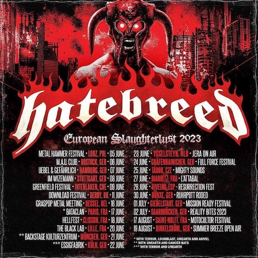 You are currently viewing HATEBREED – `European Slaughterlust` Tour 2023 bekannt gegeben