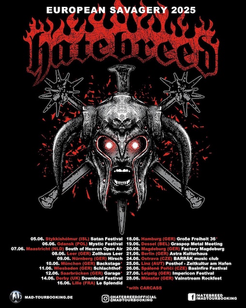 Du betrachtest gerade HATEBREED – `European Savagery` Tour 2025 bekannt gegeben