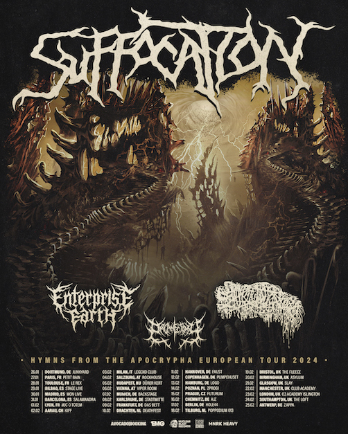 You are currently viewing SUFFOCATION  – “Hymns From The Apocrypha” Tourankündigung mit  SANGUISUGABOGG, ENTERPRISE EARTH, ORGANECTOMY