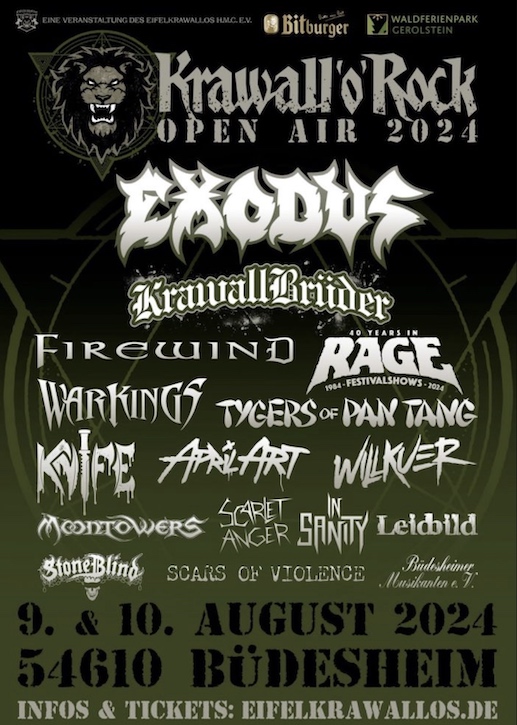 You are currently viewing KRAWALL’O’ROCK Open Air  2024 – EXODUS, FIREWIND, RAGE, WARKINGS  u.v.m.