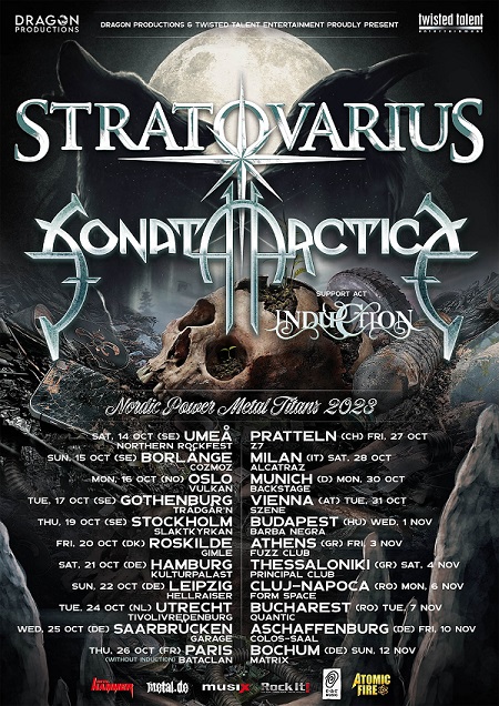 You are currently viewing SONATA ARCTICA, STRATOVARIUS, INDUCTION – „Nordic Power Metal Titans 2023“ Tourankündigung
