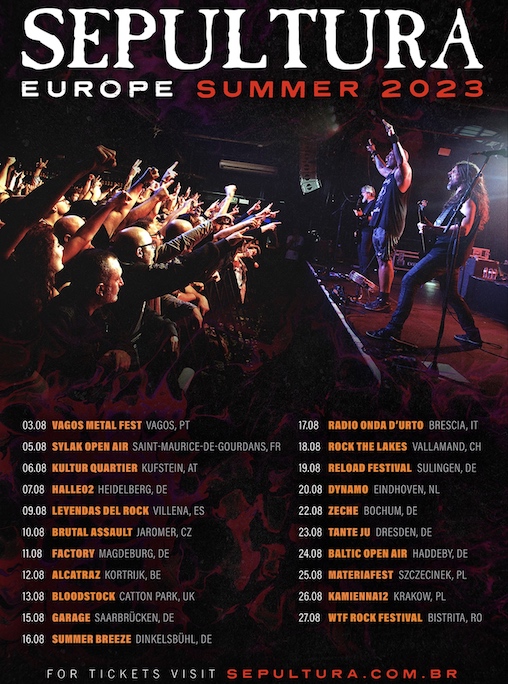 You are currently viewing SEPULTURA – Kommen auf “Europe Summer Tour“ 2023