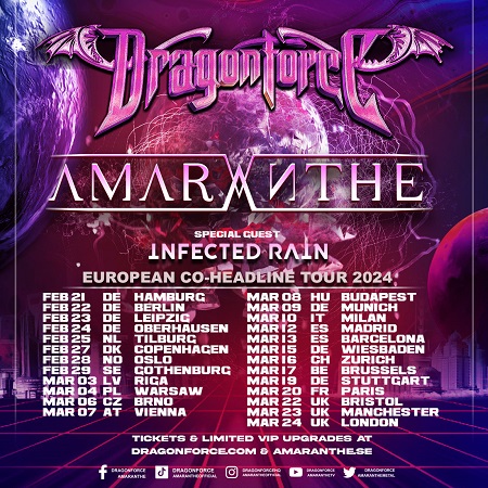 You are currently viewing DRAGONFORCE, AMARANTHE, INFECTED RAIN – Geben European Co-Headline Tour 2024 bekannt