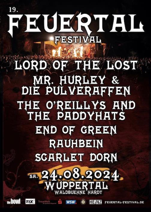 Read more about the article FEUERTAL FESTIVAL – Kommt mit LORD OF THE LOST, Mr. HURLEY & DIE PULVERAFFEN, END OF GREEN u.A.