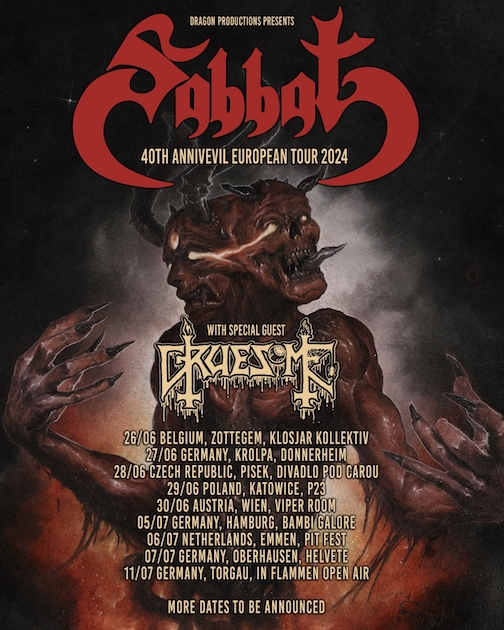 You are currently viewing SABBAT – 40th `AnniEvil` Tour mit GRUESOME angekündigt