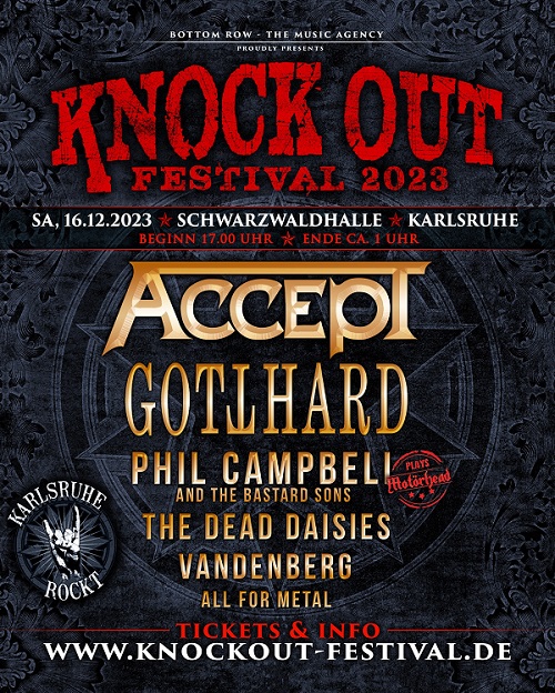 You are currently viewing KNOCK OUT FESTIVAL 2023 – Lineup ist komplett: ACCEPT, GOTTHARD, PHIL CAMPBELL AND THE BASTARD SONS, THE DEAD DAISIES, u.a.