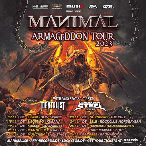 You are currently viewing MANIMAL – „Armageddon Tour“ mit GENERATION STEEL und MENTALIST