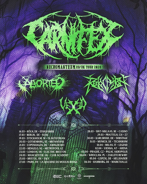 Read more about the article CARNIFEX, ABORTED, REVOCATION, VEXED – „NecromantEUm“ EU/UK Tour 2024 angekündigt