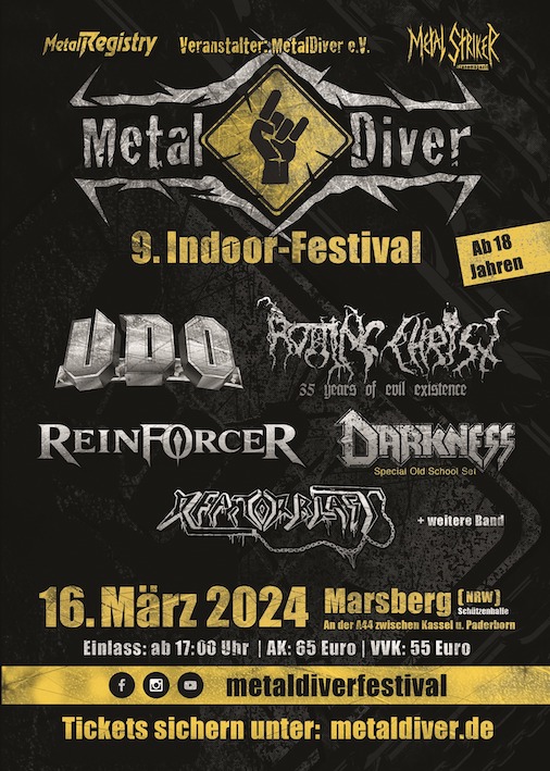 You are currently viewing Metal Diver Festival 2024  – Mit U.D.O., ROTTING CHRIST, DARKNESS u.a. angekündigt
