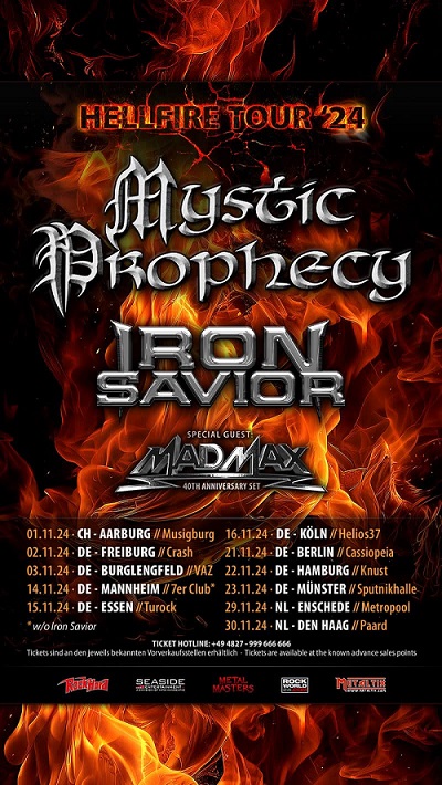 Read more about the article MYSTIC PROPHECY, IRON SAVIOR, MAD MAX – Hellfire Tour ´24 rollt an