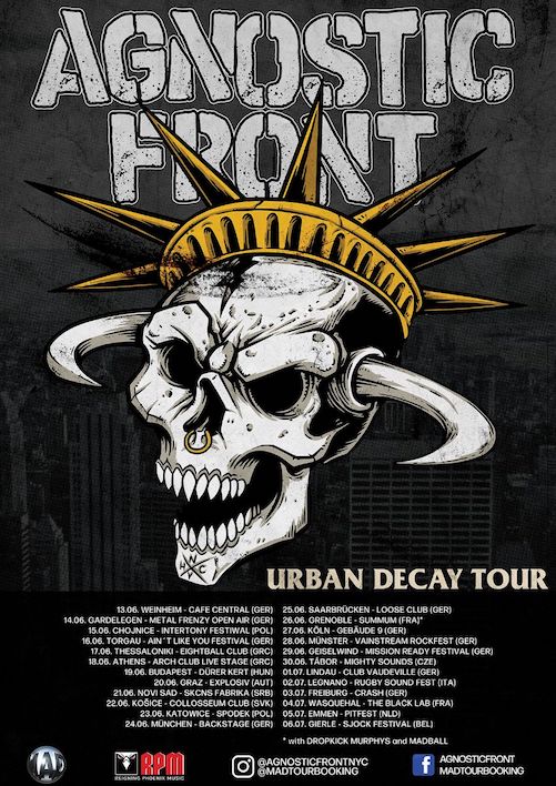 Read more about the article AGNOSTIC FRONT – “Urban Decay” Europa-Tour