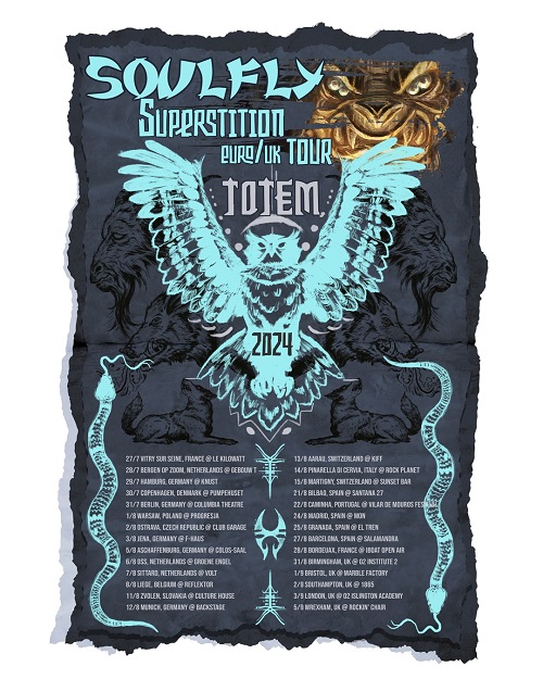 You are currently viewing SOULFLY – `Superstition´ Europatour 2024 angekündigt