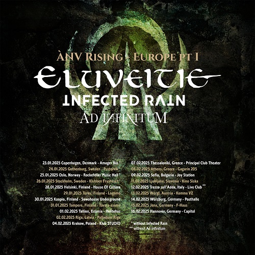 You are currently viewing ELUVEITIE, INFECTED RAIN, AD INFINITUM – “ÁNV RISING – EUROPE PT I” 2025 geht an den Start