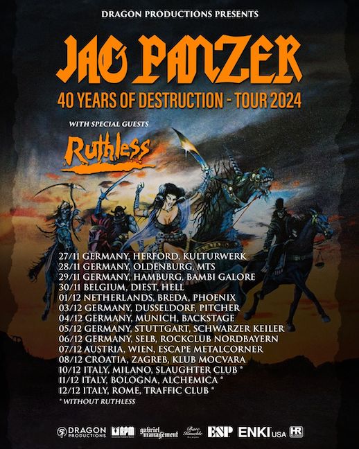 You are currently viewing JAG PANZER – 40 Years Of Destruction Tour 2024  mit RUTHLESS