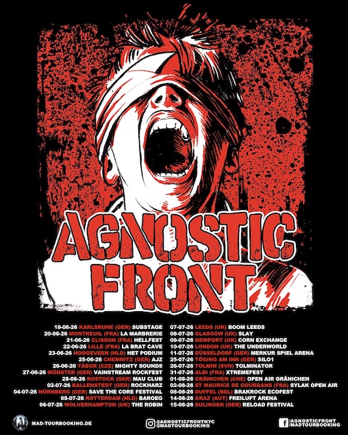 Du betrachtest gerade AGNOSTIC FRONT –  Termine der Europe Summer Tour 2026 veröffentlicht