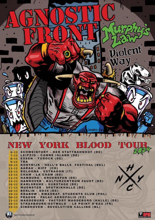 Read more about the article AGNOSTIC FRONT – “New York Blood ” Europa Tour 2024 (Support: MURPHY’S LAW)