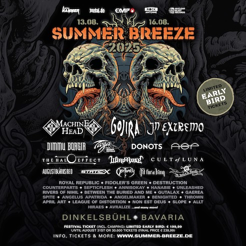 Read more about the article SUMMER BREEZE  2025 – Erste große Bandwelle: MACHINE HEAD, GOJIRA, DIMMU BORGIR u.v.m.