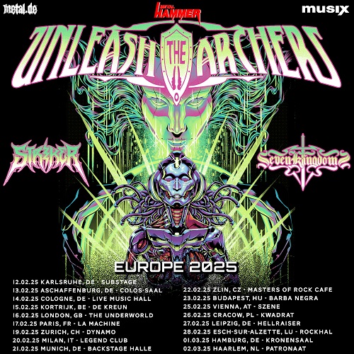 You are currently viewing UNLEASH THE ARCHERS, STRIKER, SEVEN KINGDOMS – „Phantoma“ 2025 European Tourankündigung