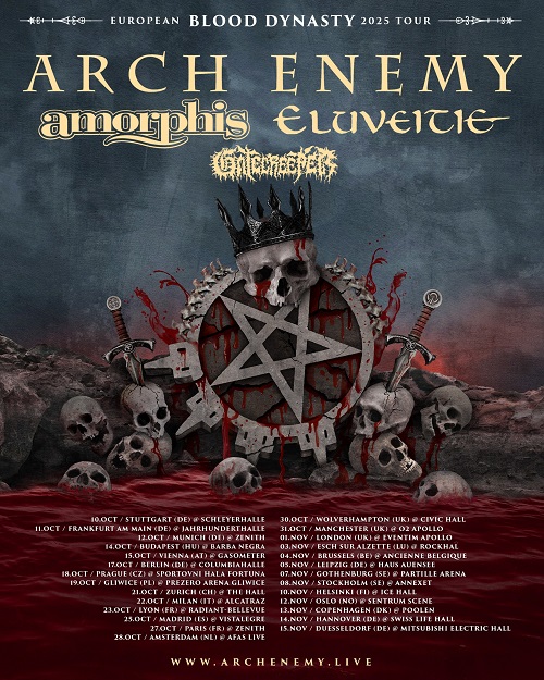 Du betrachtest gerade ARCH ENEMY, AMORPHIS, ELUVEITIE, GATECREEPER – European Blood Dynasty Tour 2025 angekündigt