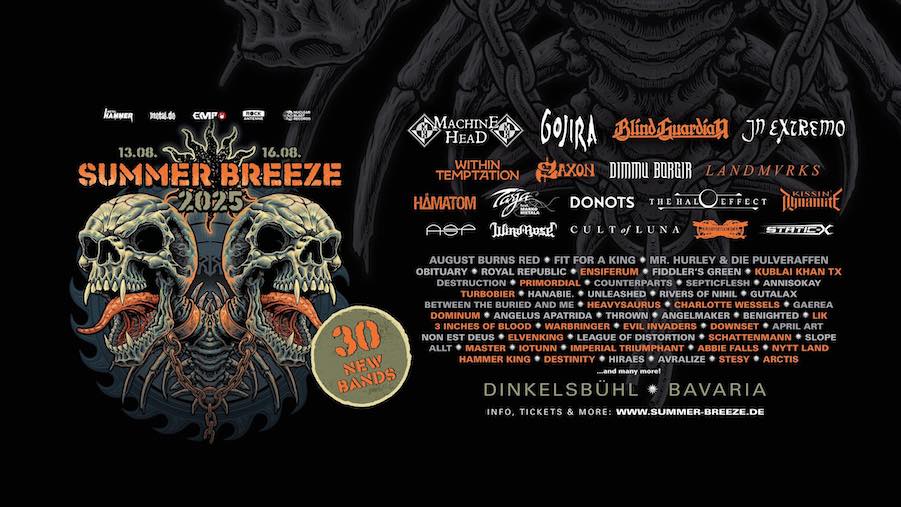 You are currently viewing SUMMER BREEZE – 30 neue Bands für 2025: BLIND GUARDIAN, SAXON, WITHIN TEMPTATION, ENSIFERIUM, PRIMORDIAL …