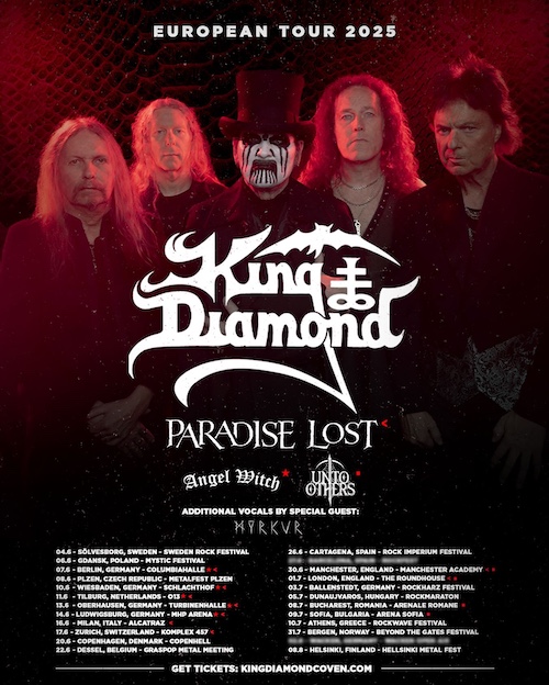 Mehr über den Artikel erfahren KING DIAMOND –  European Tour 2025 (PARADISE LOST, UNTO OTHERS, ANGEL WITCH)