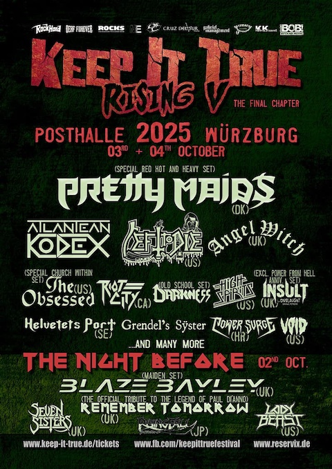 Mehr über den Artikel erfahren KEEP IT TRUE Rising V – Festival bestätigt PRETTY MAIDS, LEFT TO DIE u.v.m.