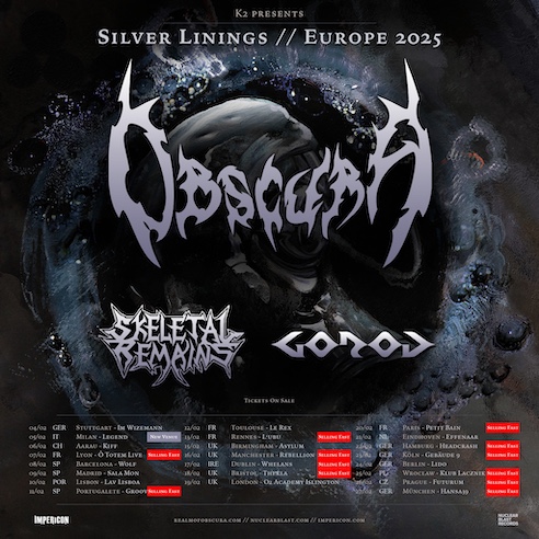 Mehr über den Artikel erfahren OBSCURA – `Silver Lining Tour` 2025: SKELETAL REMAINS ersetzen Rings of Saturn