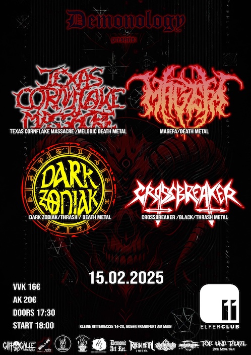 Mehr über den Artikel erfahren DEMONOLOGY – Extreme Metal Abend in Frankfurt am 15. Februar 2025