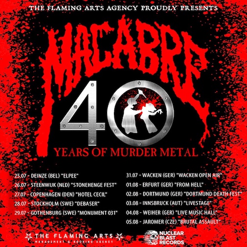 Mehr über den Artikel erfahren MACABRE – “40 Years Of Murder Metal” European Tour