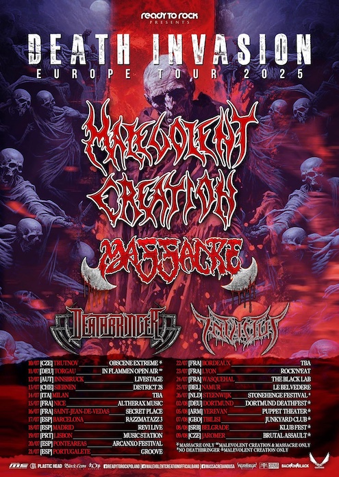 Du betrachtest gerade MALEVOLENT CREATION, MASSACRE  –  European `Death Invasion` Tour 2025