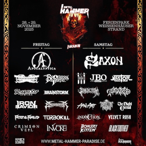 Du betrachtest gerade METAL HAMMER PARADISE – Line-Up ist komplett SAXON, APOCALYPTICA, D-A-D u.v.m.