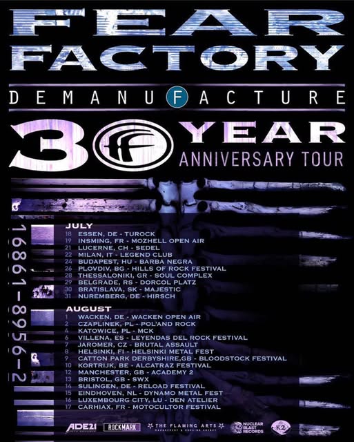 Du betrachtest gerade FEAR FACTORY – „Demanufacture 30 Year Anniversary“ Tour im Sommer