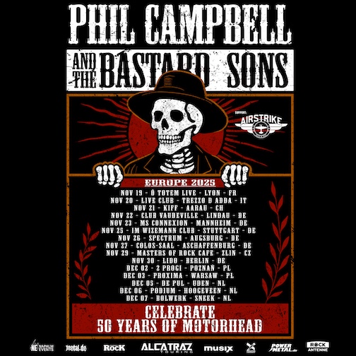 Du betrachtest gerade PHIL CAMPBELL AND THE BASTARD SONS – “50 Years of MOTÖRHEAD“ Tour mit AIRSTRIKE
