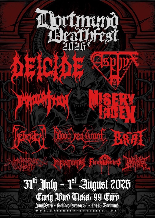 Du betrachtest gerade Dortmund Deathfest – Erste Bands für 2026 DEICIDE, IMMOLATION, ASPHYX …