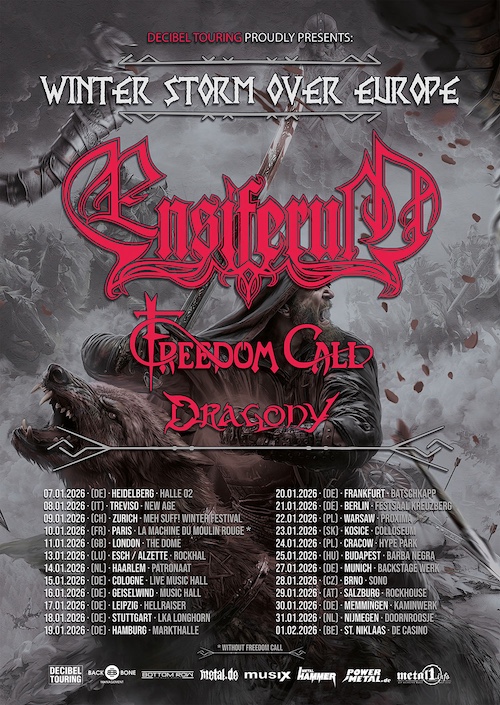 Du betrachtest gerade ENSIFERUM – “Winter Storm Over Europe“ Tour mit Freedom Call und Dragony & `From Order to Chaos` Clip