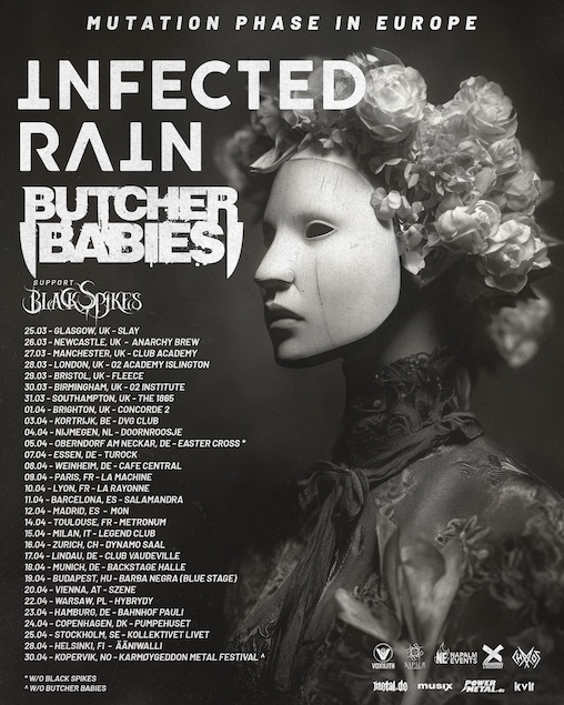 Du betrachtest gerade INFECTED RAIN &  BUTCHER BABIES – Gemeinsame Co-Headliner `Mutation Phase in Europe` Tour