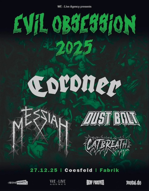Mehr über den Artikel erfahren CORONER , MESSIAH u.a. –  Auf “Evil Obsession“ Mini-Tour im Dezember