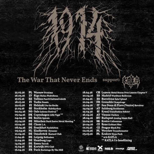 Du betrachtest gerade 1914 – „The War That Never Ends“ Europa Tour 2026 mit KATLA angekündigt