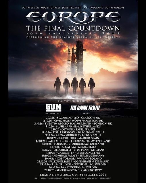 Du betrachtest gerade EUROPE – “The Final Countdown 40th Anniversary“ Tour kommt 2026