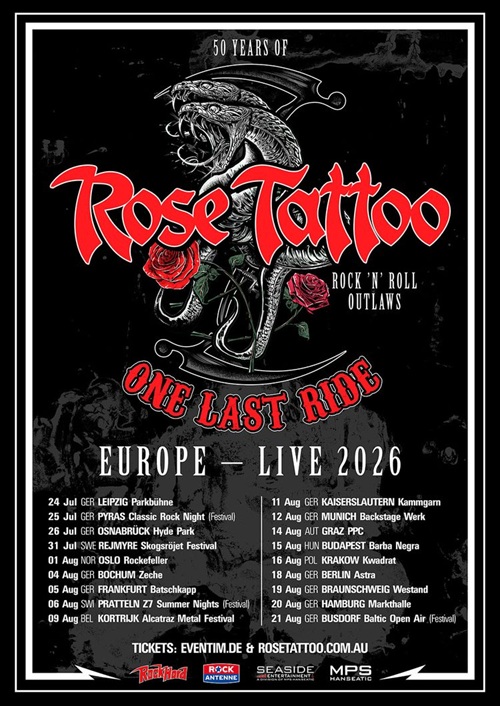 Du betrachtest gerade ROSE TATTOO – Finale Europatour für 2026 angekündigt