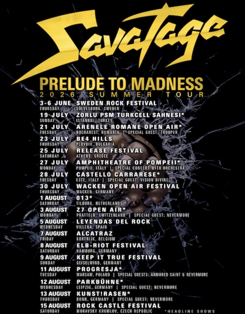 Du betrachtest gerade SAVATAGE  – „Prelude To Madness“ Euro Tour im Sommer