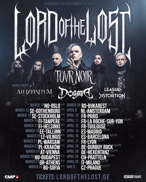 Du betrachtest gerade LORD OF THE LOST – Tour Noir 2026 (mit AD INFINITUM, DOGMA, LEAGUE OF DISTORTION)